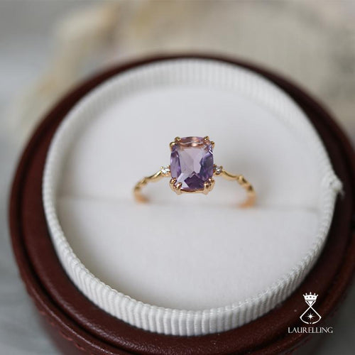 Vintage Gold Plated Amethyst Wave Ring