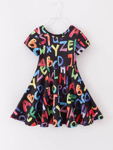 Black Back to School Alphabet Girl Dress