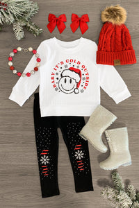 White "Baby It's Cold Outside" Sweatshirt and Black Leggings