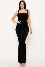 Black Glitter Velvet Open Back Jumpsuit