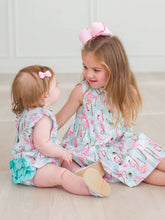 RuffleButts Baby Girls Vibrant Flamingo Classic Ruffle Bubble Romper