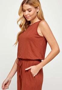 Hazelnut Sleeveless Wide Leg Jumpsuit