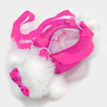 Girls Blue Furry Puppy Dog Doll Crossbody Bag Purse