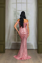 Royal Blue Sequin Off Shoulder Maxi Prom Dress