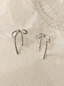 Silver Hammered Bow Earrings