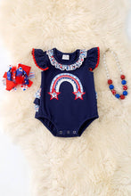 Navy Blue Infant Girls Over the Rainbow Appliqué Onesie Romper