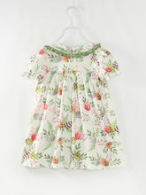 Sage Green Retro Easter Egg Embroidery Ruffle Dress