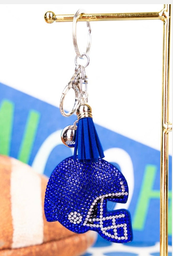 Royal Blue Sparkling Football Helmet Keychain