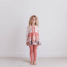 Girls Rust Button 3 Tiered Fall Ruffle Legging Set