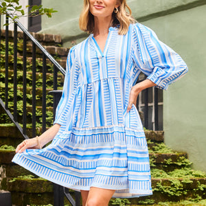 Blue Cooper Simply Striped 3/4 Sleeve Dress