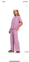 Light Plum Soft Melange Short Sleeve Tee & Long Pants Set