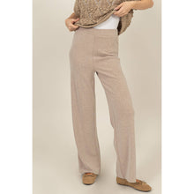 Camel Relaxed Rib Knit Wide Leg Pants