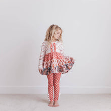 Girls Rust Button 3 Tiered Fall Ruffle Legging Set