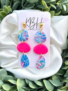 KBH CREATIONS - Floral Boho Dangle Clay Earrings