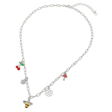 14k Gold Dipped Honey Bee Honey Comb Cherry Flower Mushroom Charm Station Paperclip Chain Necklace