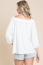 Black Square Neck 3/4 Sleeve Relaxed Top