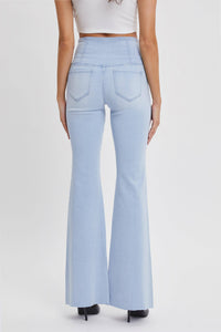 Cello High Rise Flare Jeans with Wide Waistband