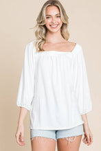 Cobalt Blue Square Neck Flare 3/4 Sleeve Top