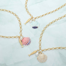 White Shell Pearl Fish Charm Pendant Necklace