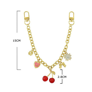 Cherry Heart Flower Bow Charm Station Chain Bag Charm