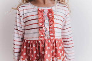 Girls Rust Button 3 Tiered Fall Ruffle Legging Set