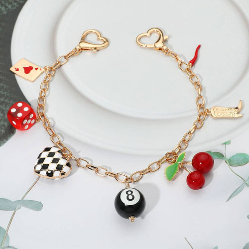 Retro Casino Cherry Western Boot Charm Station Bag Charm
