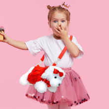 Girls Red Furry Puppy Dog Doll Crossbody Bag Purse