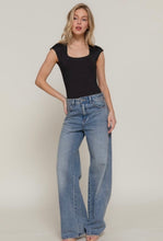 Black Short Cap Sleeve Square Neck Bodysuit
