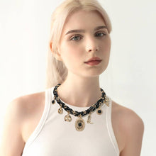 Beige/Gold Western Themed Charm Fabric Braided Necklace