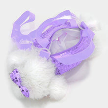 Girls Blue Furry Puppy Dog Doll Crossbody Bag Purse