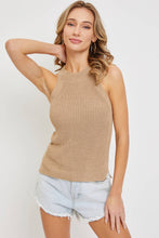 Ivory Casual Sleeveless Halter Sweater Knit Top
