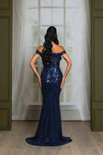 Royal Blue Sequin Off Shoulder Maxi Prom Dress