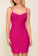 Magenta Glitter Bodycon Bra Cap Mini Dress