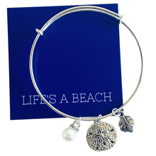 Silver Nautical Sand Dollar Bangle Charm Bracelet