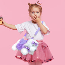 Girls Blue Furry Puppy Dog Doll Crossbody Bag Purse