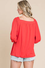 White Square Neck 3/4 Sleeve Relaxed Top