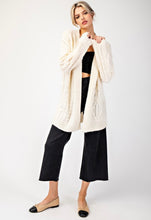 Cream Crochet Pattern Tunic Length Open Cardigan