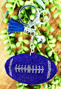 Royal Blue Sparkling Football Keychain