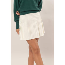 Black High-Waist Knit Pleated Flare Mini Skirt