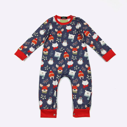 Navy Winter Buddies Infant Boy Romper