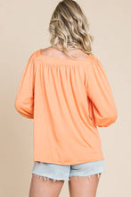 Black Square Neck 3/4 Sleeve Relaxed Top