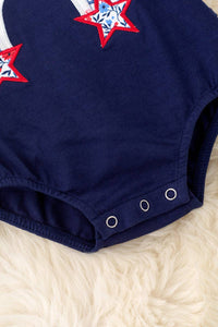 Navy Blue Infant Girls Over the Rainbow Appliqué Onesie Romper