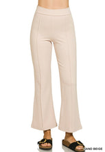 Cream Heavy Ponte Elastic Waistband Pintuck Pants