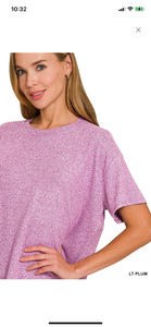 Light Plum Soft Melange Short Sleeve Tee & Long Pants Set