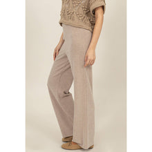 Camel Relaxed Rib Knit Wide Leg Pants