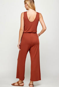 Hazelnut Sleeveless Wide Leg Jumpsuit