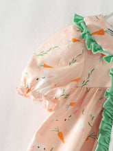 Easter Orange Embroidery Carrot Ruffle Baby Girl Set