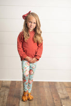 Girls Rust Pocket Ruffle Hoodie Sweatshirt & Matching Leggings Fall Set