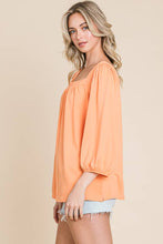 White Square Neck 3/4 Sleeve Relaxed Top