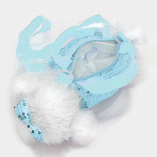 Girls Blue Furry Puppy Dog Doll Crossbody Bag Purse